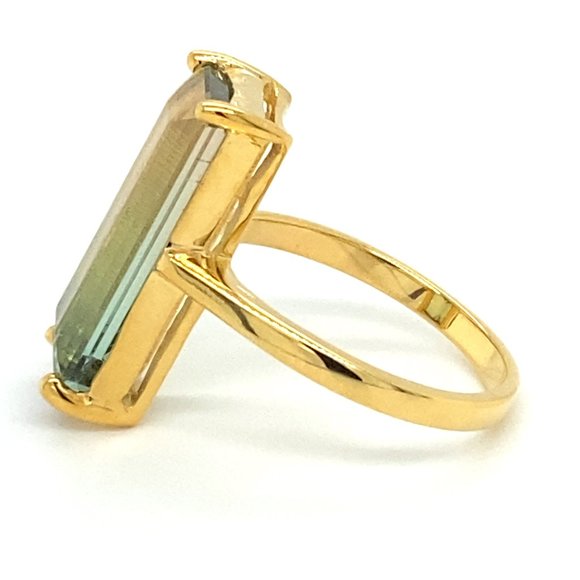 Bi Color Tourmaline 8.75ct Solid 14K Yellow Gold Ring - Picture 5 of 6